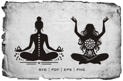 Elegant Yoga Silhouette with Lotus Flowers Product Image 2