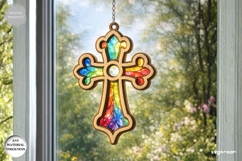 Cross Suncatcher Laser Cut | Religious Ornament | SVG Product Image 1