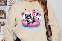 Funny Raccoon Sublimation, Flamingo Png Product Image 2