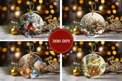 Watercolor Santa Sleigh Ornaments, Fireplace Ornament PNG Product Image 2