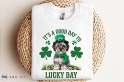 St Patricks Day Puppy With Hat And Scarf Sublimation PNG Product Image 3