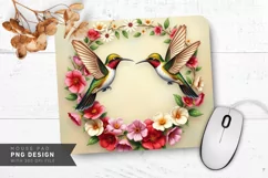 Hummingbird Heart Wreath Mouse Pad PNG Design Product Image 1