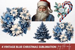 Vintage Blue Christmas Sublimation Clipart Product Image 1