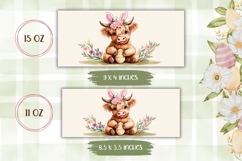Cartoon Easter Cow Mug Wrap, Highland Cow Mug Template Product Image 2