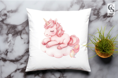 Cute Pink Baby Unicorn Watercolor Clipart Sublimation PNG Product Image 2