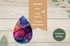 Fluid Art Teardrop Earrings Design, Alcohol Ink Earrings PNG Product Image 2