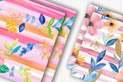 Colorful Abstract Floral Stripe Digital Paper Product Image 2