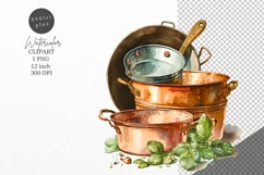 Copper pots clipart, Kitchen clipart, Farmhouse clipart Product Image 1