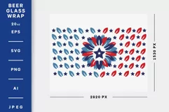 Patriotic Flower, 4th of July, 20 oz Beer Glass Wrap SVG Product Image 2