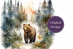 Watercolor Christmas Tumbler Wrap, Winter Bear Sublimation Product Image 2