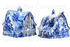 Blue Toile, Ephemera, PNG, Clipart, Junk Journal, flowers Product Image 2