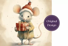Christmas Tumbler Wrap, Watercolor Winter Mouse Tumbler Product Image 2