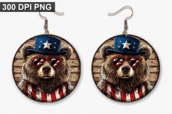 Bear Earring Sublimation PNG - 4th of July Earring Design Product Image 1