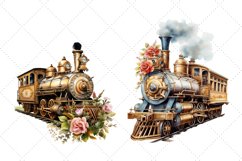 Vintage Train Sublimation Clipart Bundle | Watercolor Train Product Image 2