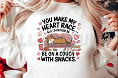 Cute Cat On Couch With Snacks Cartoon Graphic Illustration Product Image 2
