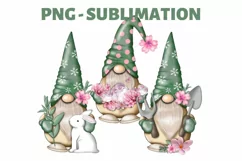 Garden Gnome Png | Gnome With Rabbit | Floral Gnome Png Product Image 2