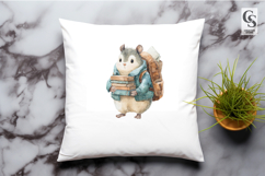 Cute Watercolor Animal Reading Clipart Sublimation PNG Product Image 3