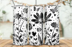 20oz Skinny Tumbler laser svg, Wildflowers pattern wrap Product Image 2