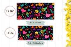 Cartoon Flowers Mug Wrap Design, Neon Flowers Mug Template Product Image 2