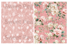 Pink, Flowers, Paper, Shabby Chic, Papers, Junk Journal Product Image 2