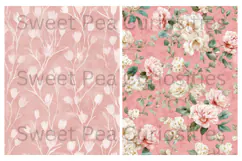 Pink, Flowers, Paper, Shabby Chic, Papers, Junk Journal Product Image 2