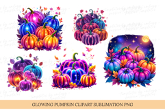 FALL Luminous Cosmic Pumpkins Clipart | Sublimation PNG Product Image 2