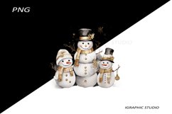 Gold Snowman Clipart, Gold Chistmas Tree Clipart Product Image 1