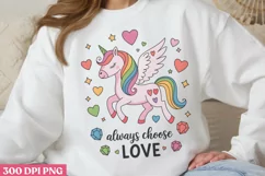 Always Choose Love Unicorn PNG, Motivational Sublimation PNG Product Image 1
