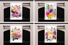Watercolor Flowers Towel Template, Peony Towel Designs Product Image 2
