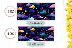 Night Sky Mug Wrap Design, Neon Clouds Mug Template Product Image 2