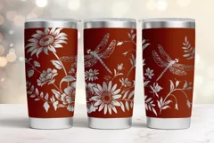 20oz Tumbler laser svg wrap|Wildflowers and Dragonflies Product Image 2