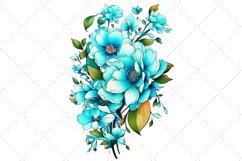 Turquoise flowers sublimation Clipart Bundle | clipart set Product Image 2