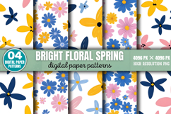 Bright Floral Spring Digital Paper Background PNG Product Image 1