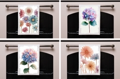 Hydrangea Flower Towel Designs, Floral Kitchen Towel PNG Product Image 2