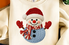 Christmas Faux Yarn Crochet Snowman PNG, Snowman PNG Product Image 2