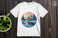 Snowy Cabin Landscape clipart sublimation png Product Image 2