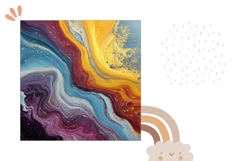 Abstract Pillow Case Design, Fluid Art Pillow Template Product Image 2