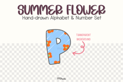 Summer Flower Hand Drawn Alphabet &amp; Number PNG Set Product Image 2