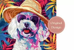 Tropical Tumbler Wrap, Summer Poodle Dog Tumbler Design Product Image 2