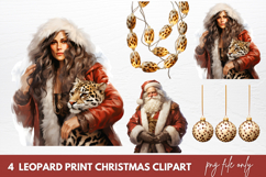 Leopard Print Christmas Clipart Sublimation Product Image 1