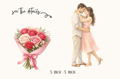 Romantic Valentine Watercolor Clipart Set, Couple Love PNG Product Image 2