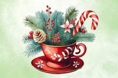 Watercolor Christmas Coffee Vintage Clipart Product Image 3