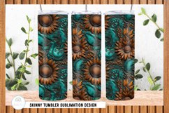 Tooled Leather Flowers Tumbler Sublimation PNG Product Image 2