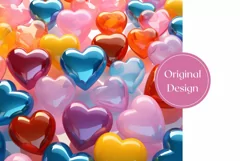 Colorful Glass Hearts Tumbler Wrap, Valentine's Day Tumbler Product Image 2
