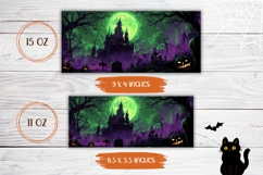 Spooky Halloween Mug PNG, Neon Halloween Castle Mug Template Product Image 2