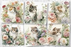 Watercolor Cats Scrapbooking Paper | Cats Backgrounds Product Image 2