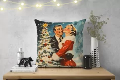 Retro Christmas Woman Pillowcase PNG, Christmas Pillow Case Product Image 2