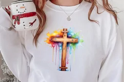 Christmas Cross Watercolor Clipart, Jesus Christ Clipart Product Image 2