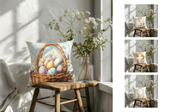 Watercolor Easter Bunny Pillow, Easter Pillow Template Product Image 2