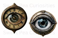 Clocks, Eyes, Steampunk, Ephemera, PNG, watercolor, Clipart Product Image 2